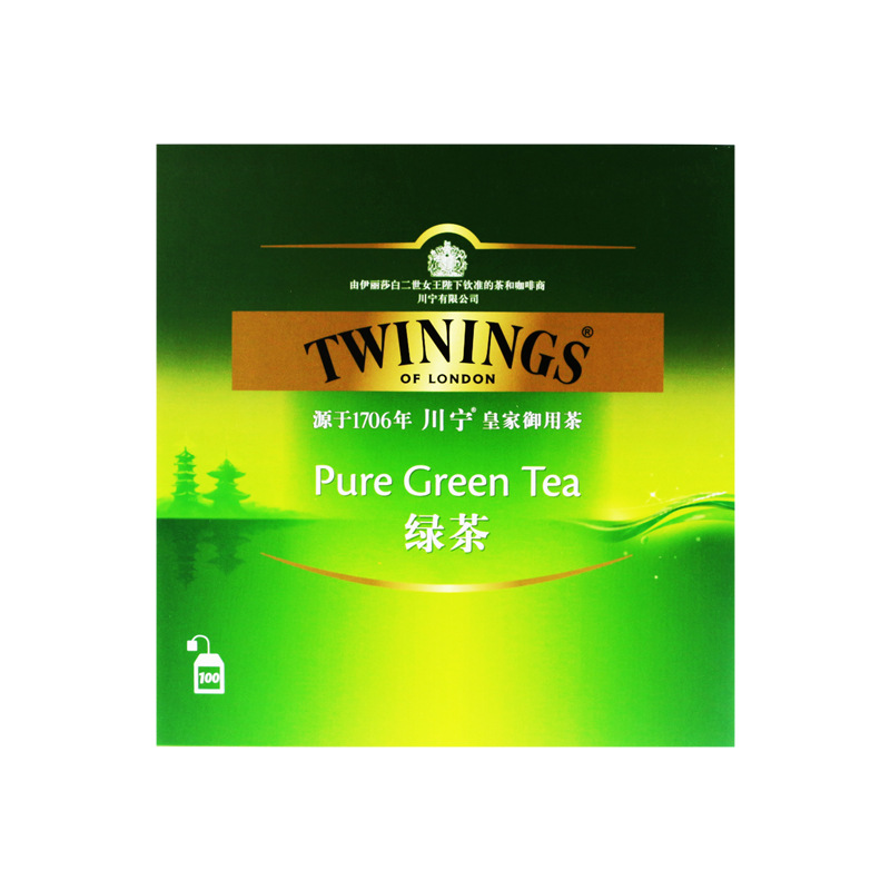 川宁twinings绿茶100片独立装袋泡茶茶叶咖啡店高端餐饮酒店饮品