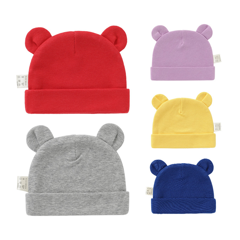 Foreign Trade European and American Newborn Fetal Cap Knitted Thread Binaural Babies' Baby Baby Cap Cross-Border Supply 9906