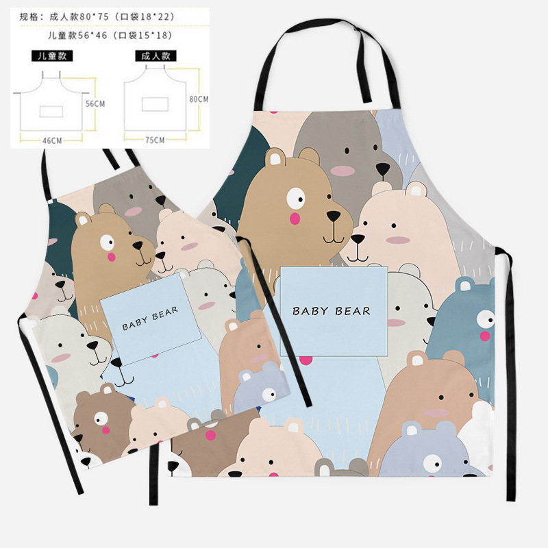 New Nordic Home Kitchen Apron Cartoon Fashion Boys and Girls Parent-Child Children Cute Oil-Proof Household Cotton and Linen Sample