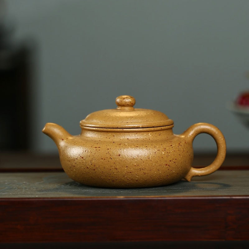 国助工全手工扁鼓葵黄朱泥紫砂茶具套装礼品订制-阿里巴巴