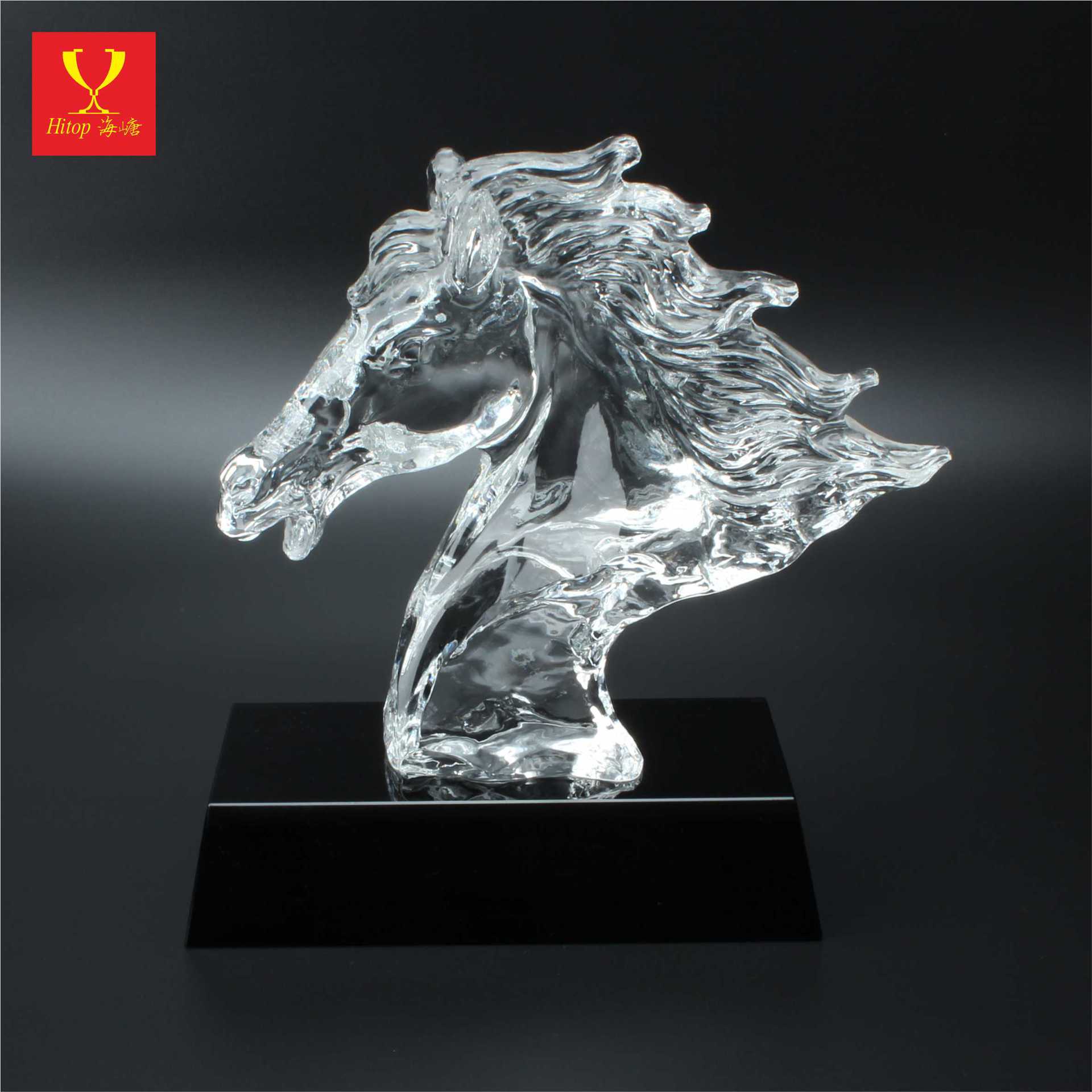 海嵣水晶马摆件 k9水晶马奖杯 老板办公室定制工艺品摆件商务赠礼