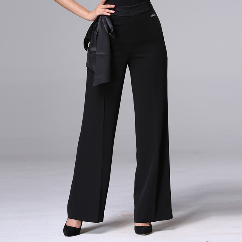 吉特巴舞裤子飘带拉丁舞裤广场舞服装夏季女摩登舞交谊舞舞蹈长裤