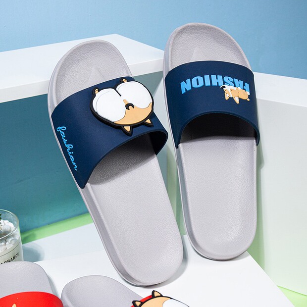 小熊与耳机卡通帮面居家拖鞋轻便一片帮eva防滑情侣夏季滴塑软底