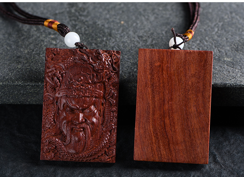 赞比亚血檀非洲紫檀雕刻牌无事牌46牌461关公财神观音牌子