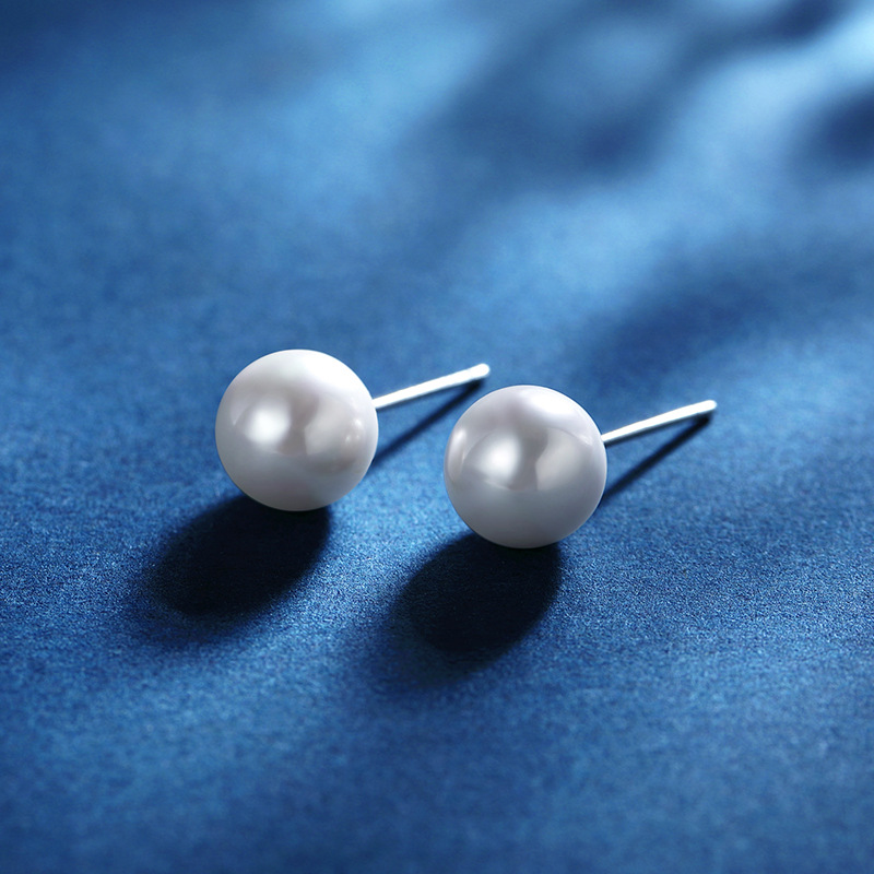 925 Sterling Silver Nacre Pearl Ear Stud Female Ear Rings Korean Simple Personalized Korean Fashion Earrings Factory Wholesale