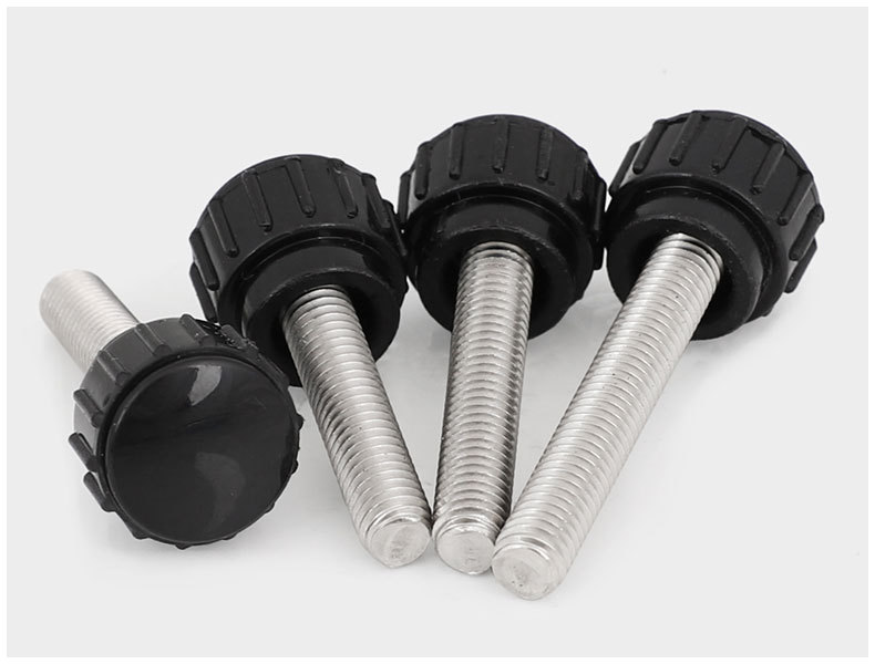 304不锈钢圆形胶头直纹手拧螺栓圆头手柄调节把手螺丝m3m4m5 14