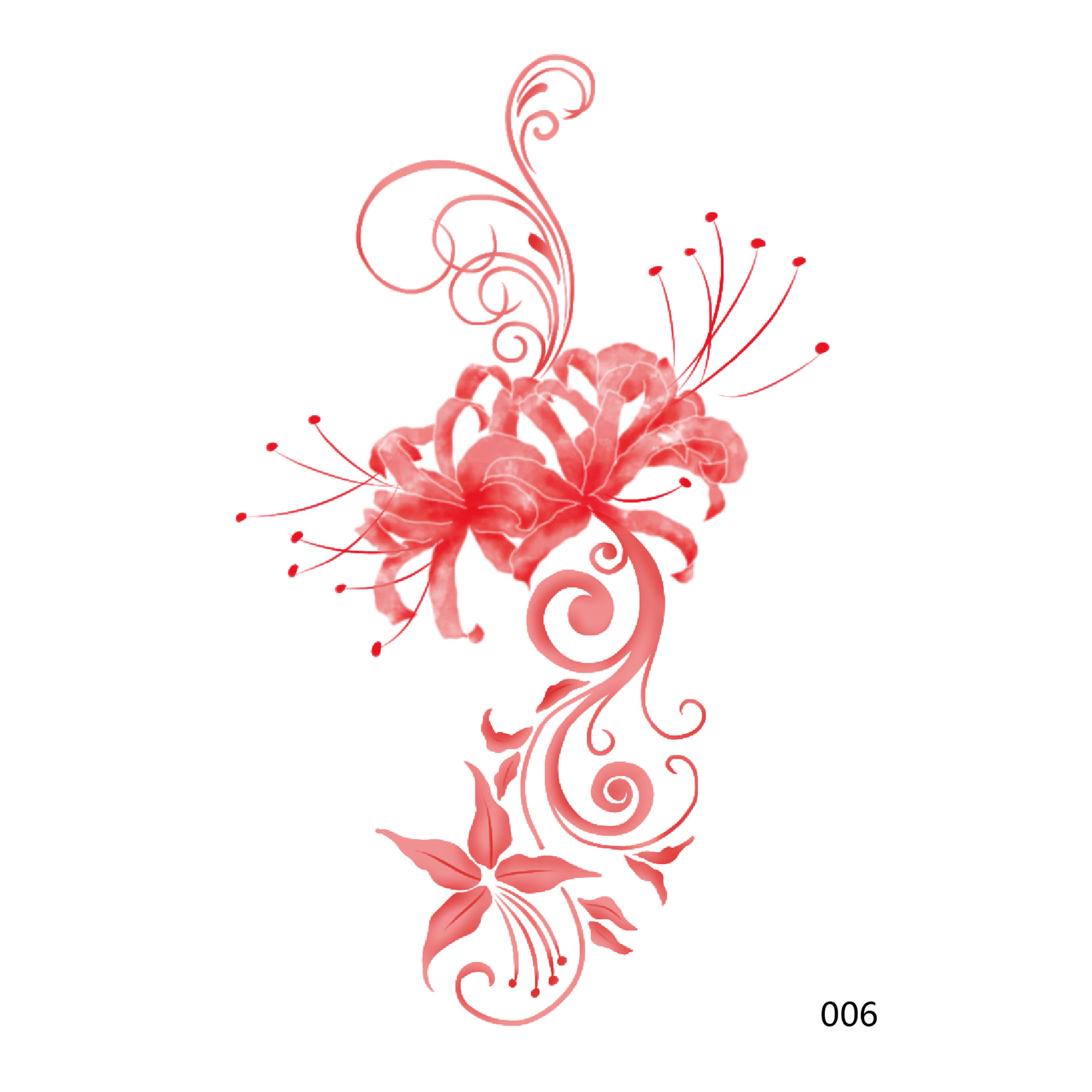 彼岸花纹身贴古风性感地狱少女耐久花臂锁骨遮疤大图曼珠沙华贴纸