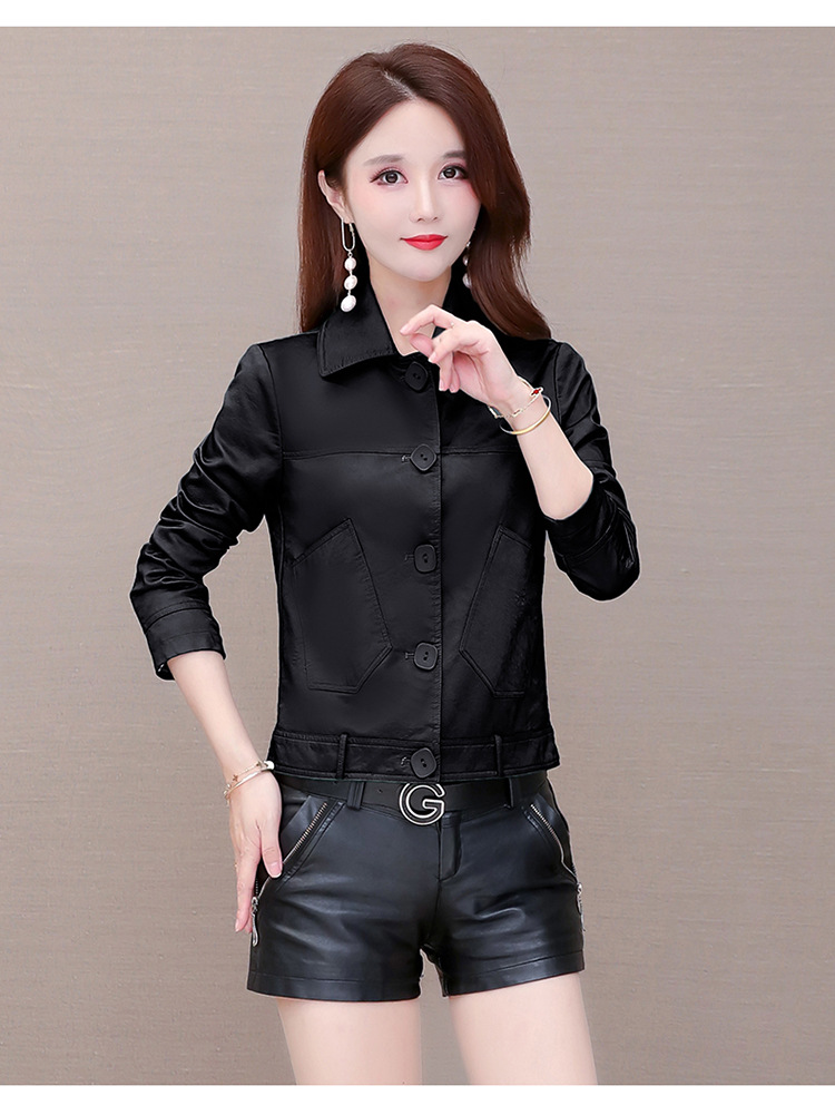 短款pu皮衣女外套2020秋装新款女装韩版时尚机车皮夹克小个子外套