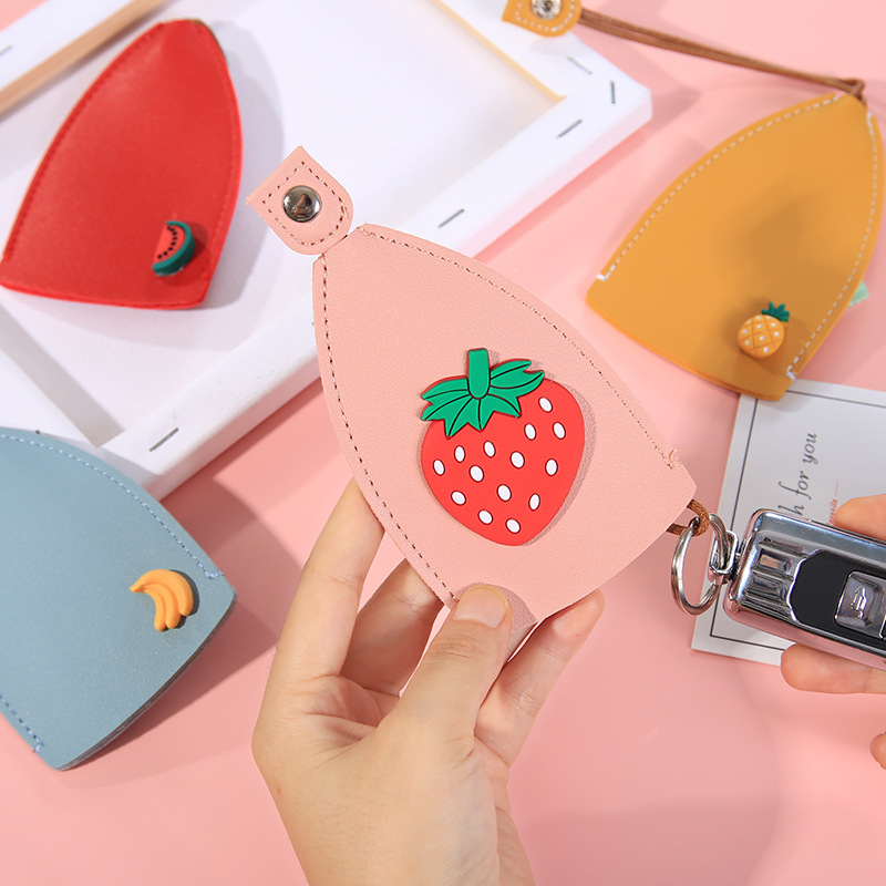 Korean Style Ins Girl Heart Cartoon Pull-out Key Case Creative PU Leather Automobile Remote Control Key Protector