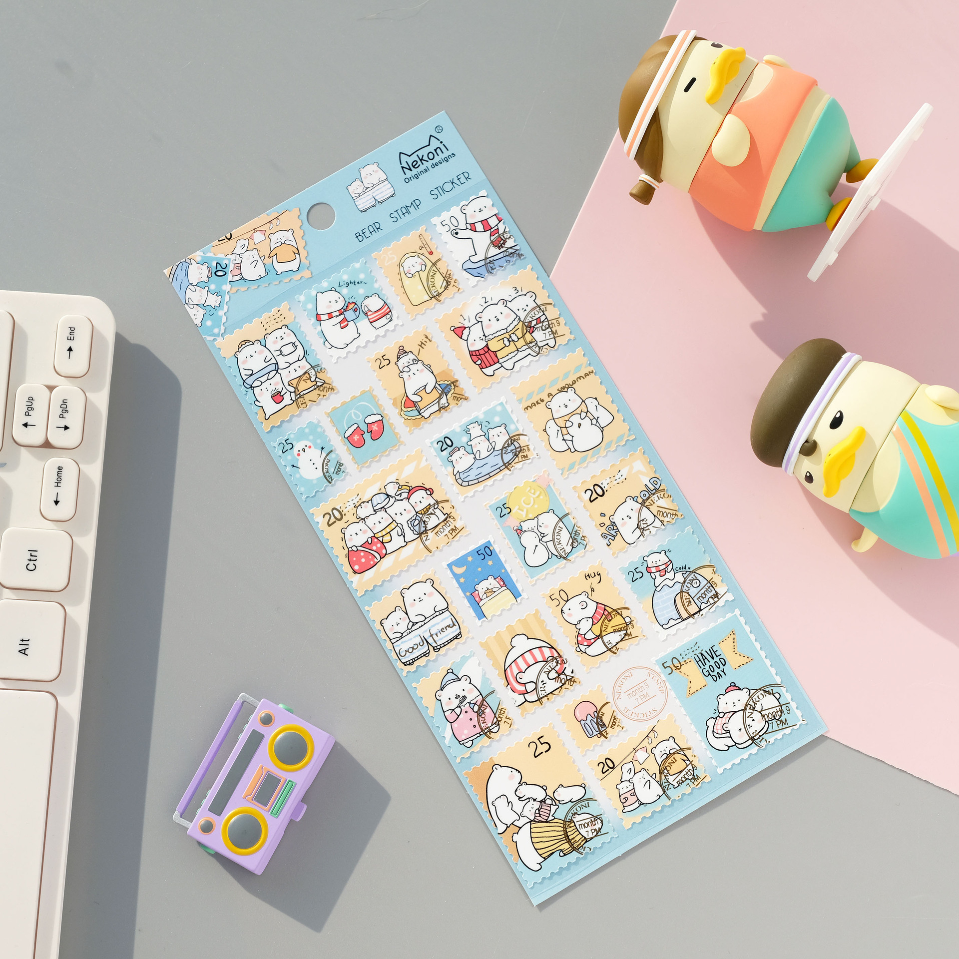 nekoni贴纸企鹅恐龙柯基兔独角兽相册手账帐可爱动物装饰手机贴画