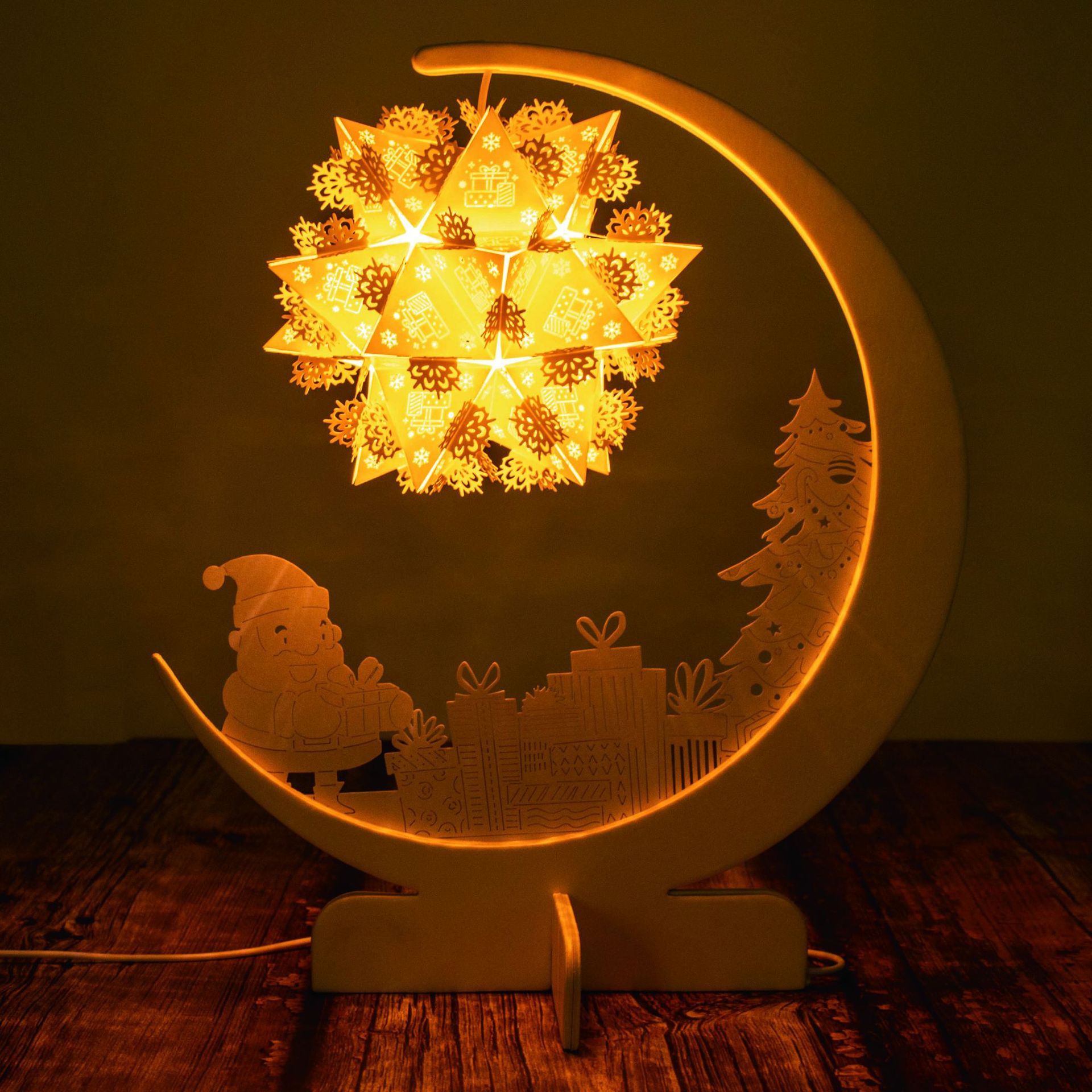 光影纸雕灯 定制 圣诞节 圣诞老人礼物 古风diy材料 雕刻图案纸灯