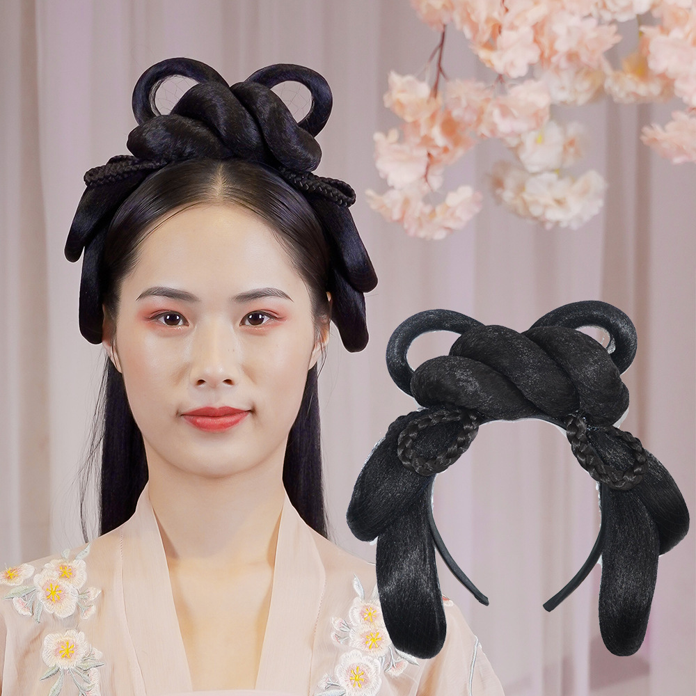 汉服假发发箍 明制发箍三 一体式古风造型 懒人发箍 一体式发箍