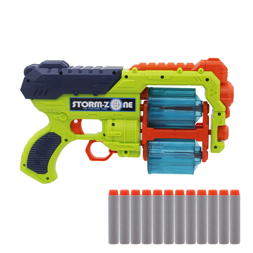 6发双转轮软弹枪儿童玩具枪手动玩具枪发射eva软弹枪