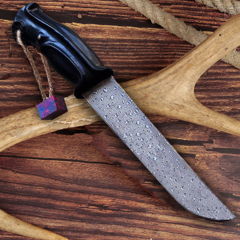 木柄锤纹大马士革刀 主厨切肉切片刀纹刀