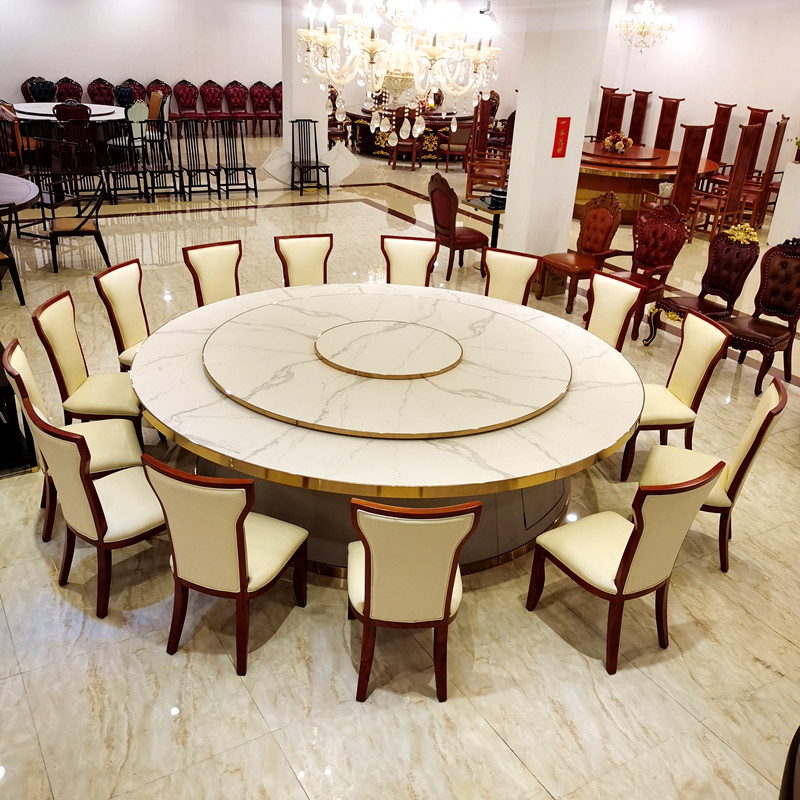 8米30人火锅现代五金自动旋转电动餐桌