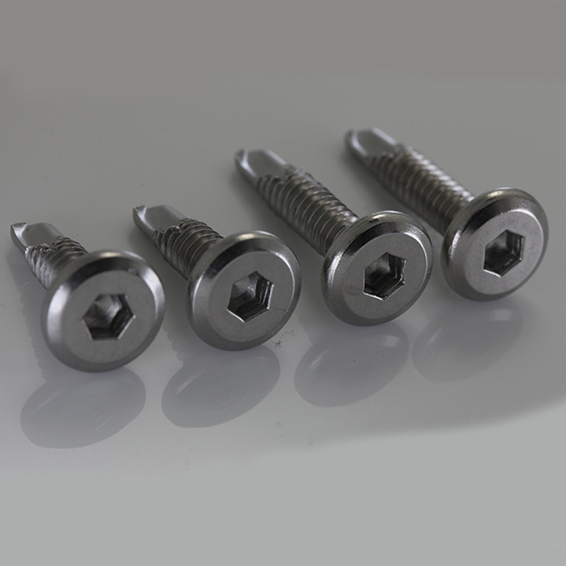 304/316不锈钢平头内六角钻尾钉护栏自攻钉倒边钻尾防盗螺丝 现货