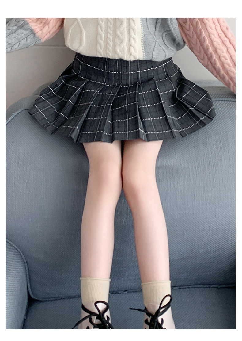 女童半身裙百褶儿童短裙秋百搭秋冬小女孩洋气半裙套装学院风格子