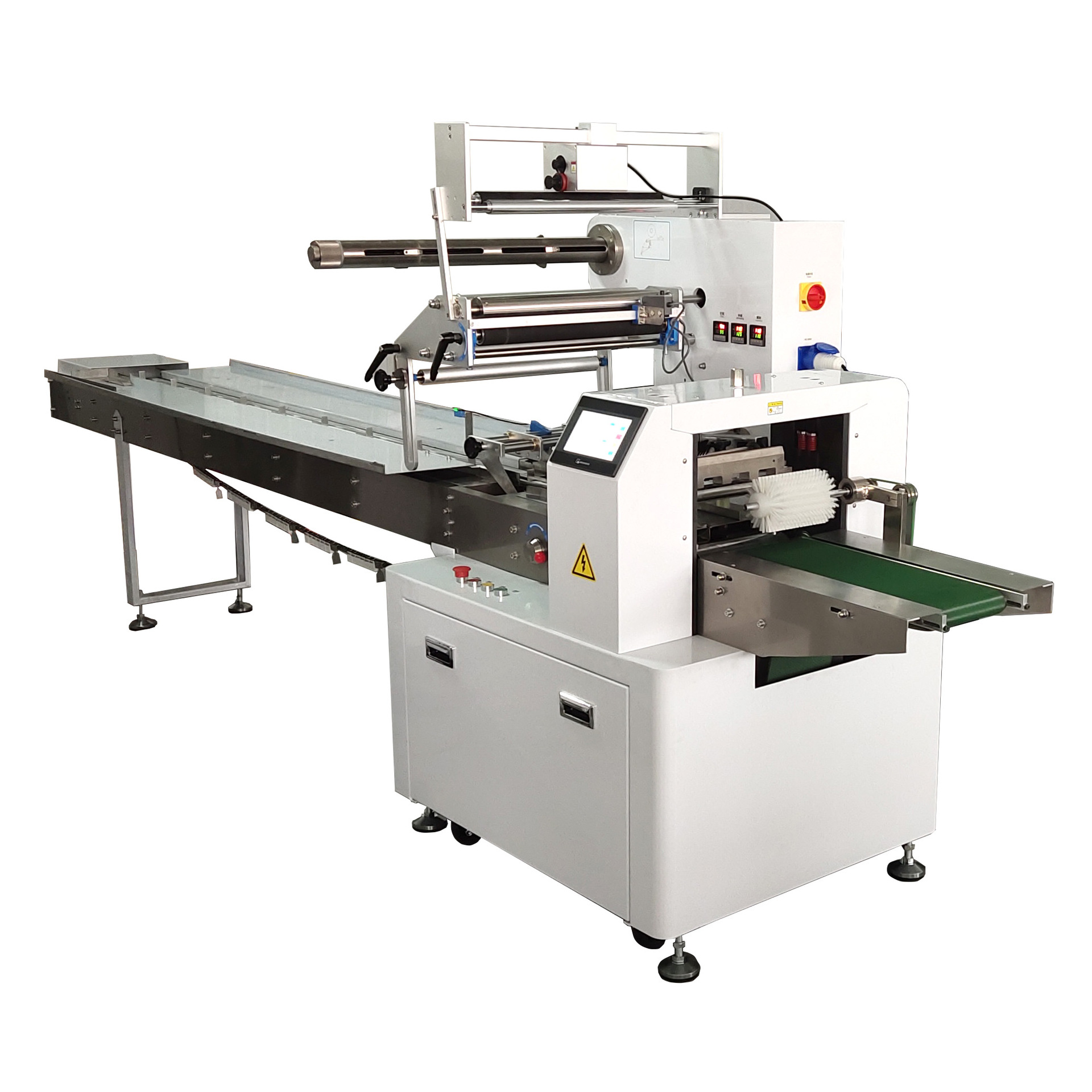 专业生产口罩包装机平面口罩片装n95口罩三伺服枕式包装机械定制