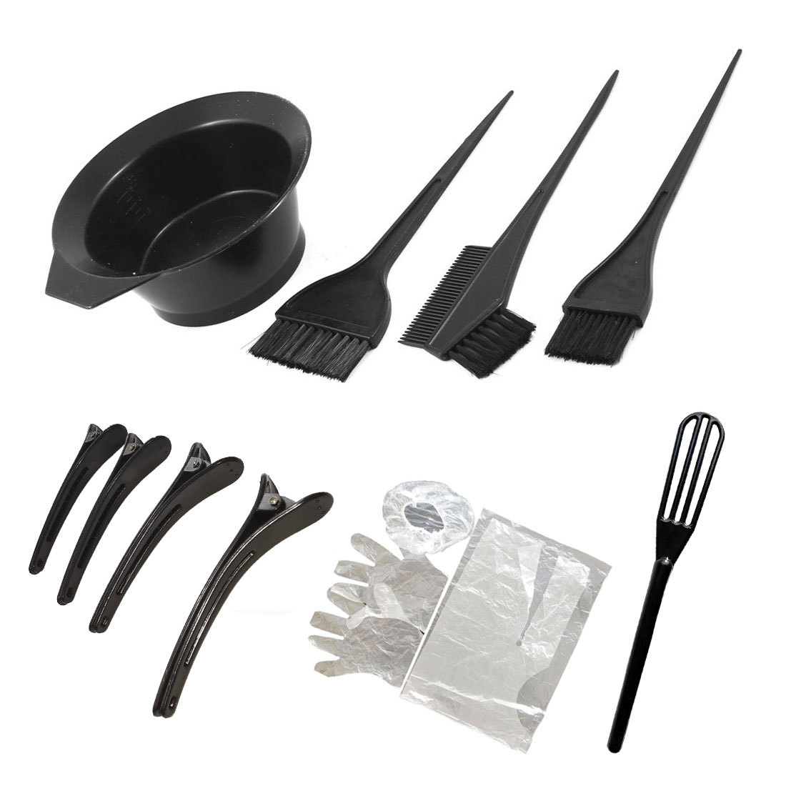 一次性跨境12件黑色塑料染发碗染发刷造型师大号加厚理发店工具