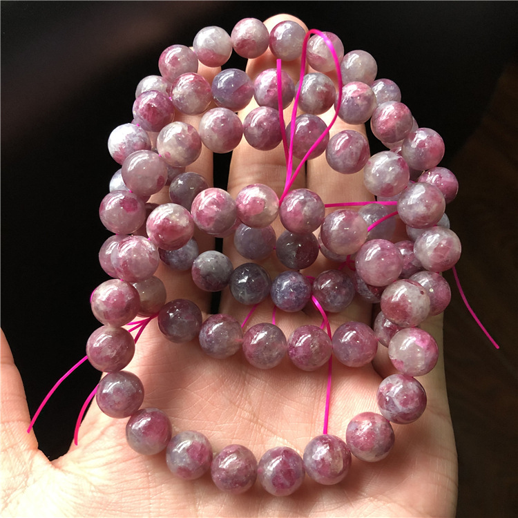特价天然紫红色梅花碧玺手链 梅花碧玺单圈手串 包邮