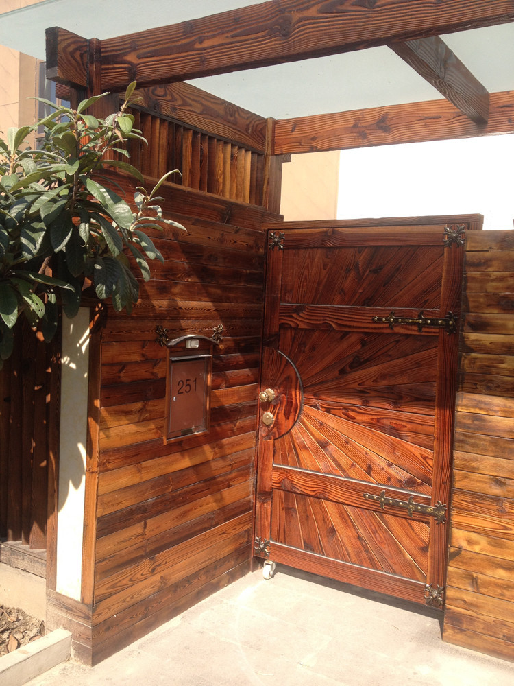 定做防腐木门花园门庭院拱门 户外篱笆门别墅实木制门 栅栏网格门