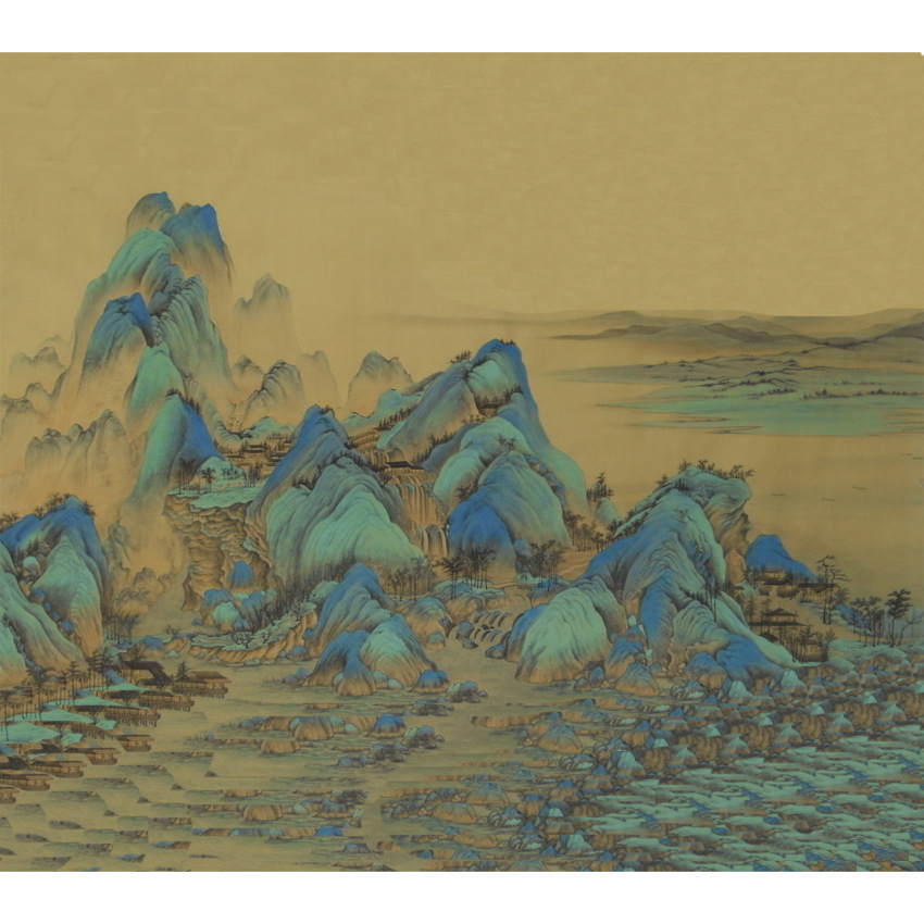 陶瓷壁画小区广场文化墙壁画定制王希孟千里江山户外高温壁画