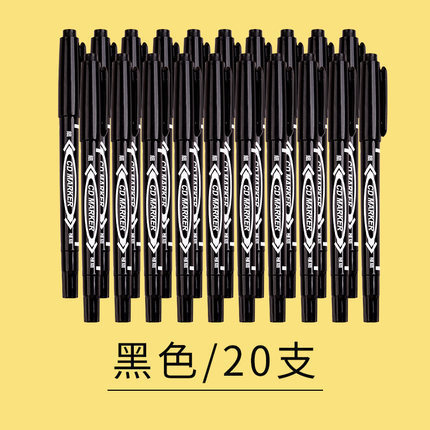 Oily Small Double-Headed Painting Marking Pen Children's Painting Students Use Only for Art Black Hook Line Pen