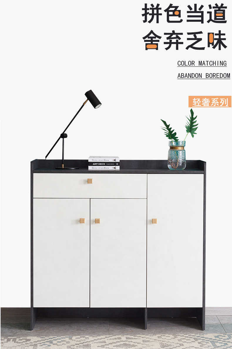 塔克板材鞋柜轻奢玄关柜屏风隔断客厅鞋柜一体简约进门隔断装饰柜