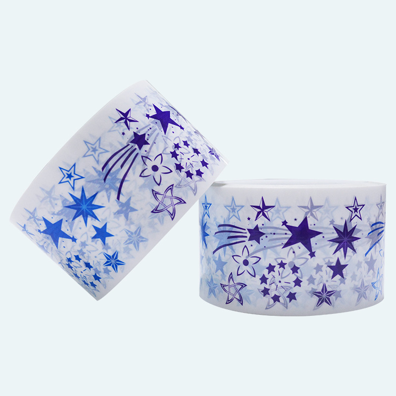 精美星星图案防伪胶带 白色pet材质全转移易撕防伪胶带图案可定制