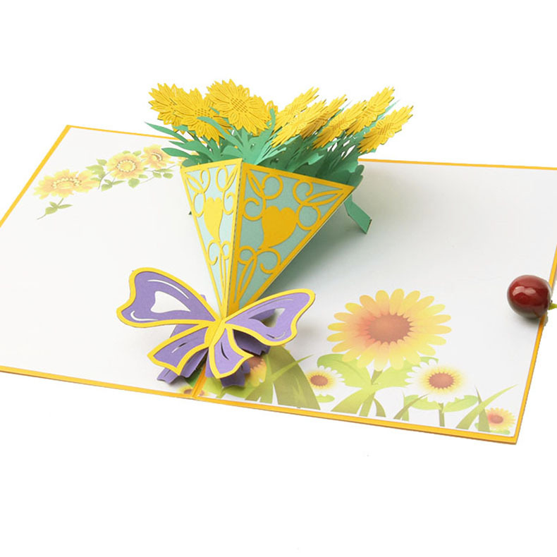 教师节立体贺卡太阳花精美创意贺卡鲜花系列diy手工祝福卡