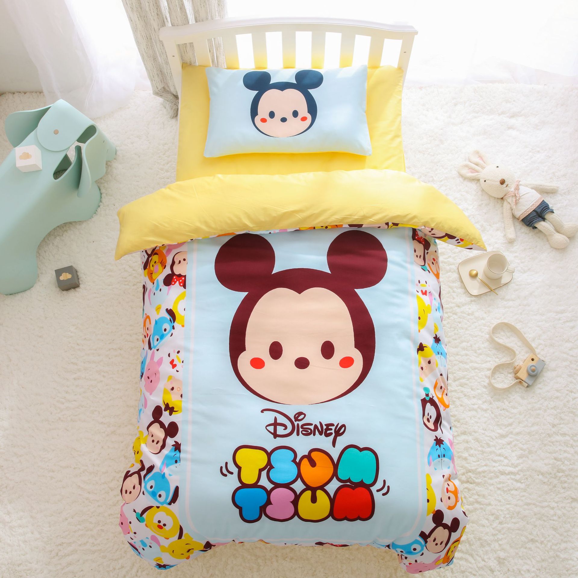 一件代发批发代理卡通儿童宝宝幼儿园床婴儿床斜纹棉三件六件套