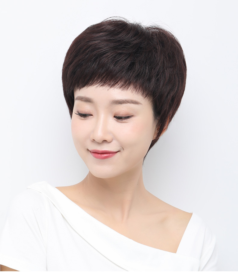 工厂现货精修女士发型假发女短发短卷发纹理发轻薄透气商务全头套