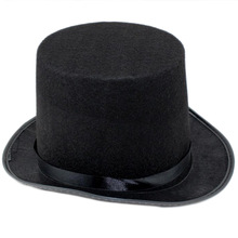 跨境魔术师帽子林肯礼帽高帽一次成型毡帽舞台儿童表演黑色爵士帽