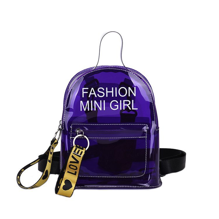 Summer Bag Transparent Backpack 2023 Korean Style Fashion Jelly Letters Hand-Carrying Casual Bag Women's Bag One Piece Dropshipping
