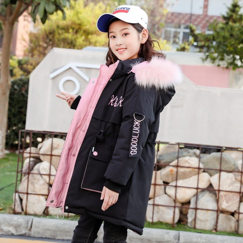 儿童棉衣女童中长款棉服2019新款韩版童装女大童女孩冬装棉袄外套