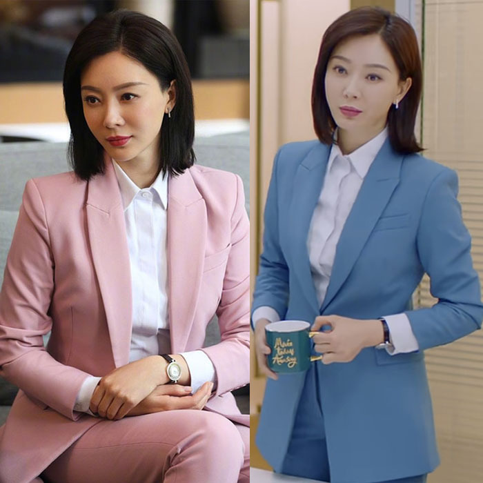 陈数明星同款粉色西装韩版时尚气质9分裤西服职业装小香风套装女