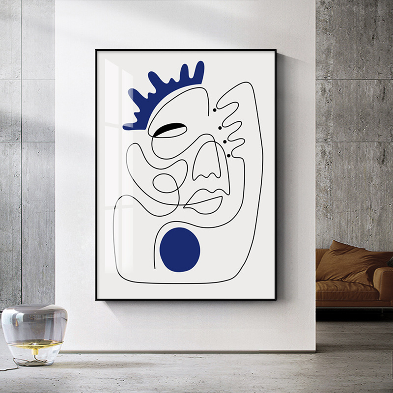 莫兰迪配色人脸抽象装饰画设计师款个性一笔画客厅组合装饰画挂画