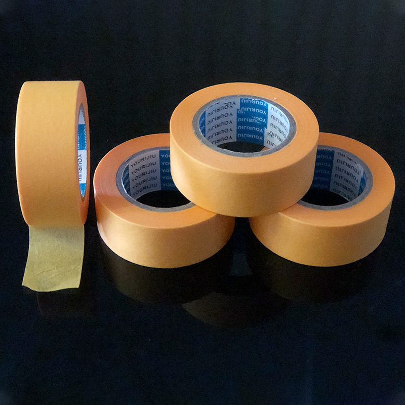 厂家销售美纹纸和纸胶带汽车家具装饰喷漆遮蔽纸胶带黄色胶纸定制