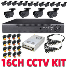 1000 tv line 16CH CCTV H.264 DVR Kit 16路监控系统 安防工程