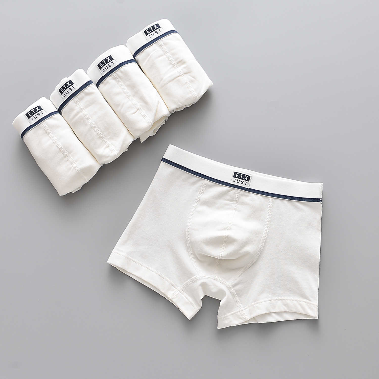 批发5条装etx儿童内裤白色棉男童内裤大童男孩儿童宝宝平角裤