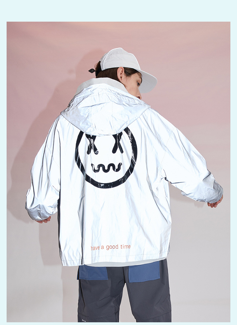 mbd小恶魔鬼脸春秋情侣装国潮笑脸反光夹克衣服男薄款外套潮流ins