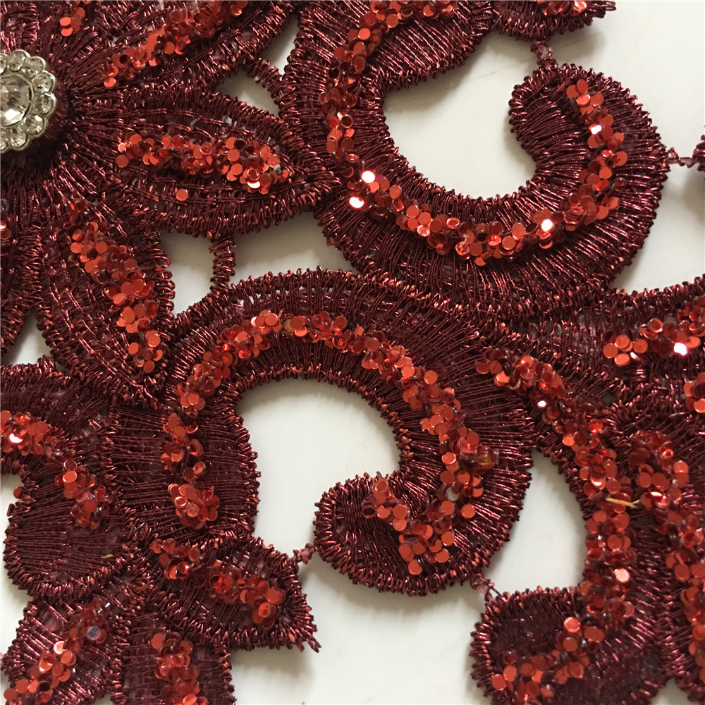 厂家直销多色亮片diy刺绣蕾丝水钻花边衣领装饰服装辅料缝纫配件