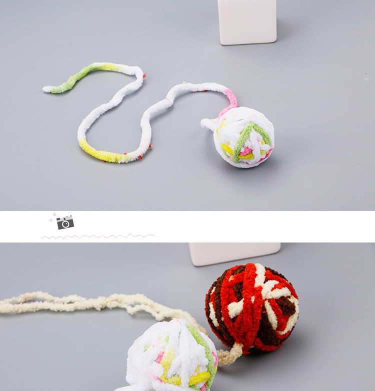 宠物猫玩具球猫咪用品 猫咪互动玩具猫毛线球 绳结棉球磨牙带尾巴