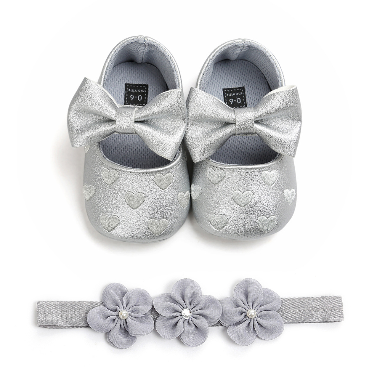 Butterfly Princess Shoes for Baby Baby Headband Headwear Shoes Soft Bottom Toddler Shoes Headdress Flower 2-Piece Set P1817