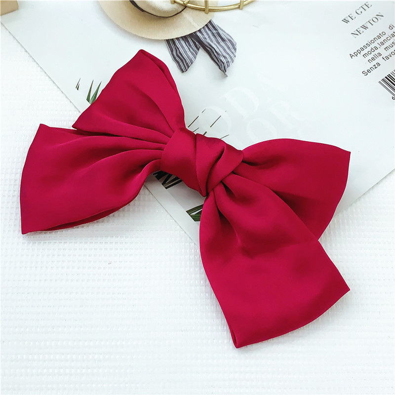 New Internet Celebrity Girls Sweet Large Back Head Fabric Spring Clip Barrettes Wholesale Fashion Bowknot Clip