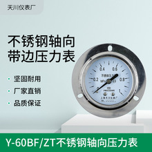 专业生产 天川Y60BF/ZT不锈钢轴向压力表   不锈钢面板压力表