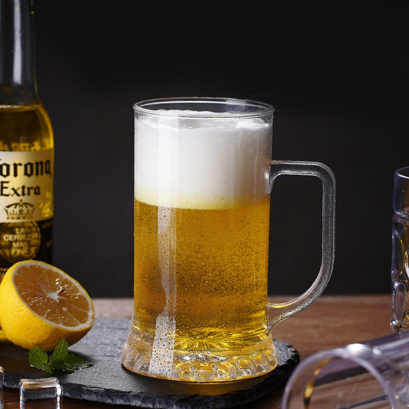 亚克力透明扎啤杯 塑料加厚菠萝杯带把大容量啤酒杯pc耐摔饮料杯