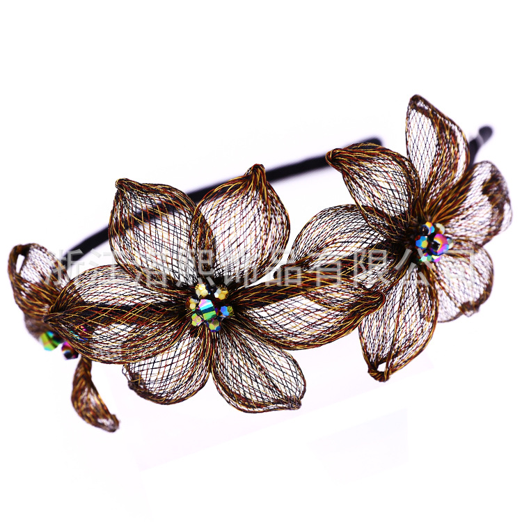 厂家直供 新款甜美女士发箍 可爱铜丝花卉装饰发扣 时尚百搭头箍
