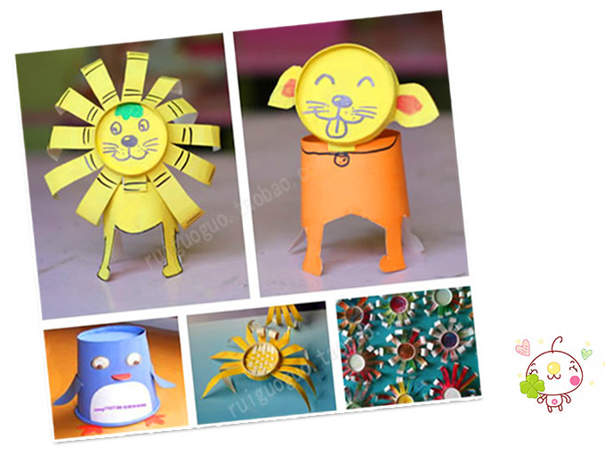 彩色纸杯40个一次性加厚白色纸杯幼儿园手工材料diy儿童益智包邮