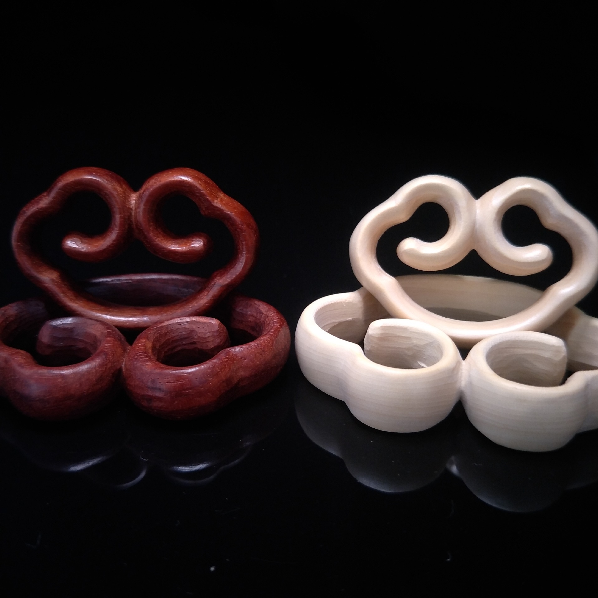 血檀木祥云如意锁金箍挂件黄杨木祥云如意平安锁车挂吊坠diy配件